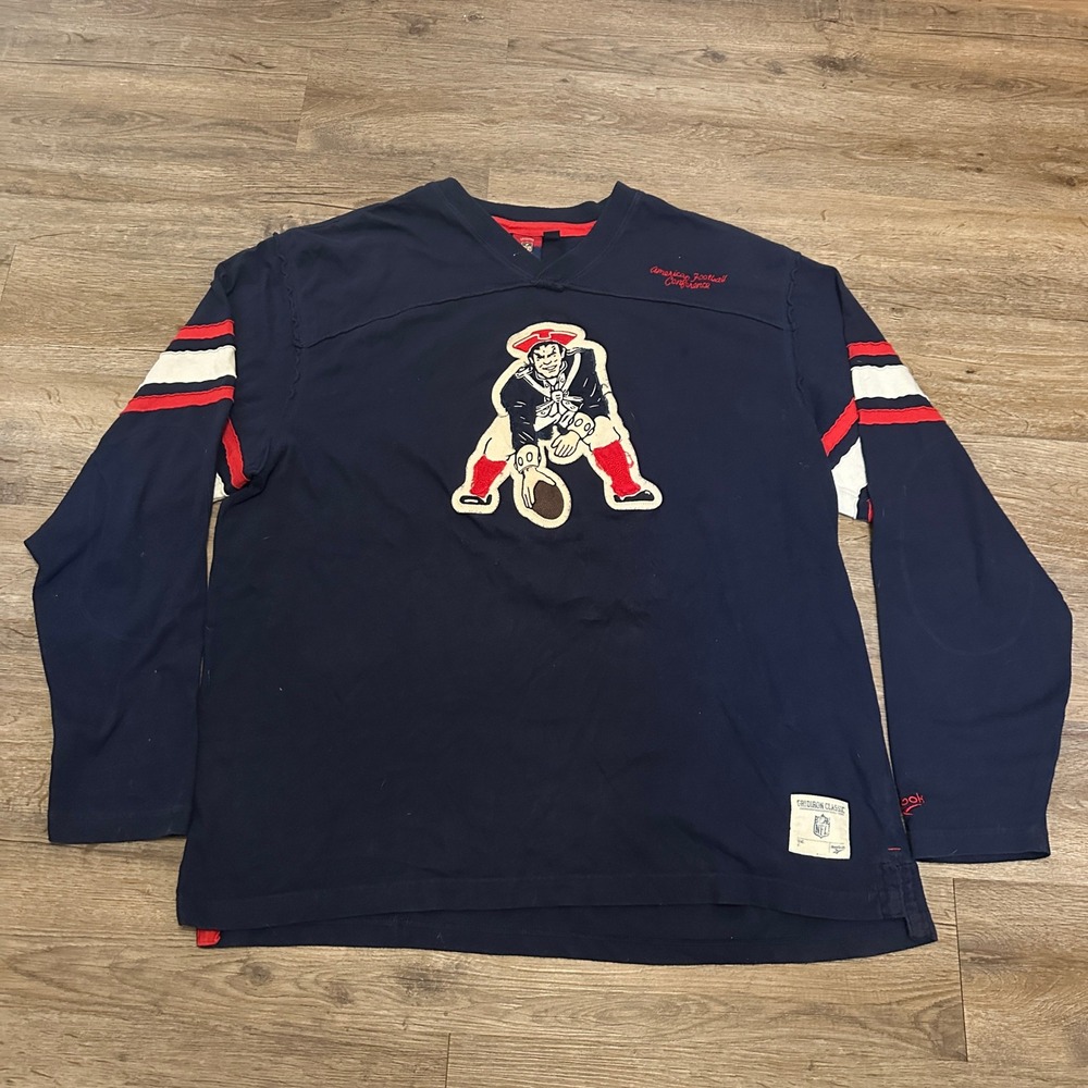 Reebok NFL Gridiron Classic New England Patriots Pat Patriot Shirt Mens XL Navy